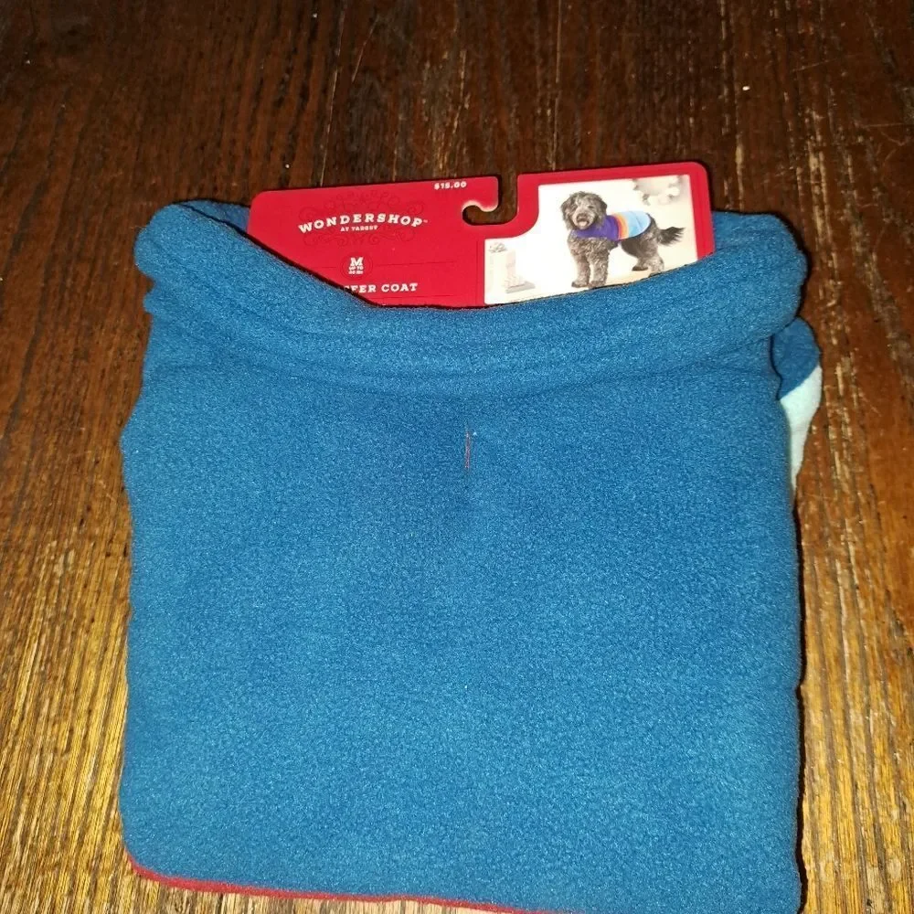 New Medium Dog Up To 40lbs Rainbow Fleece Puffer Coat Fleece Shirt NWT
